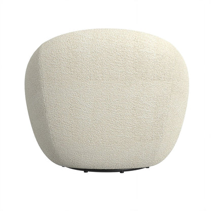 White Sherpa Swivel Barrel Chair - Round Oversized Comfy Armchair
