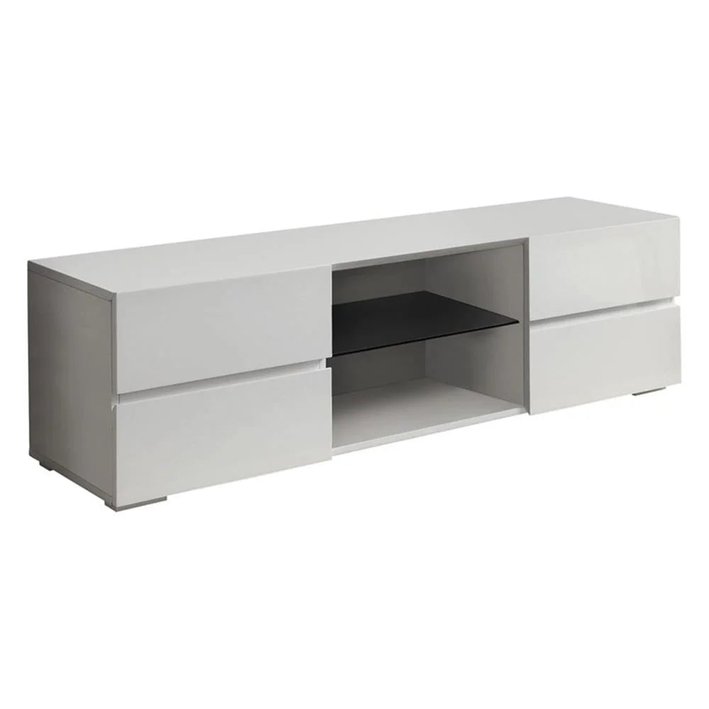 Galvin 4-Drawer TV Console Glossy White