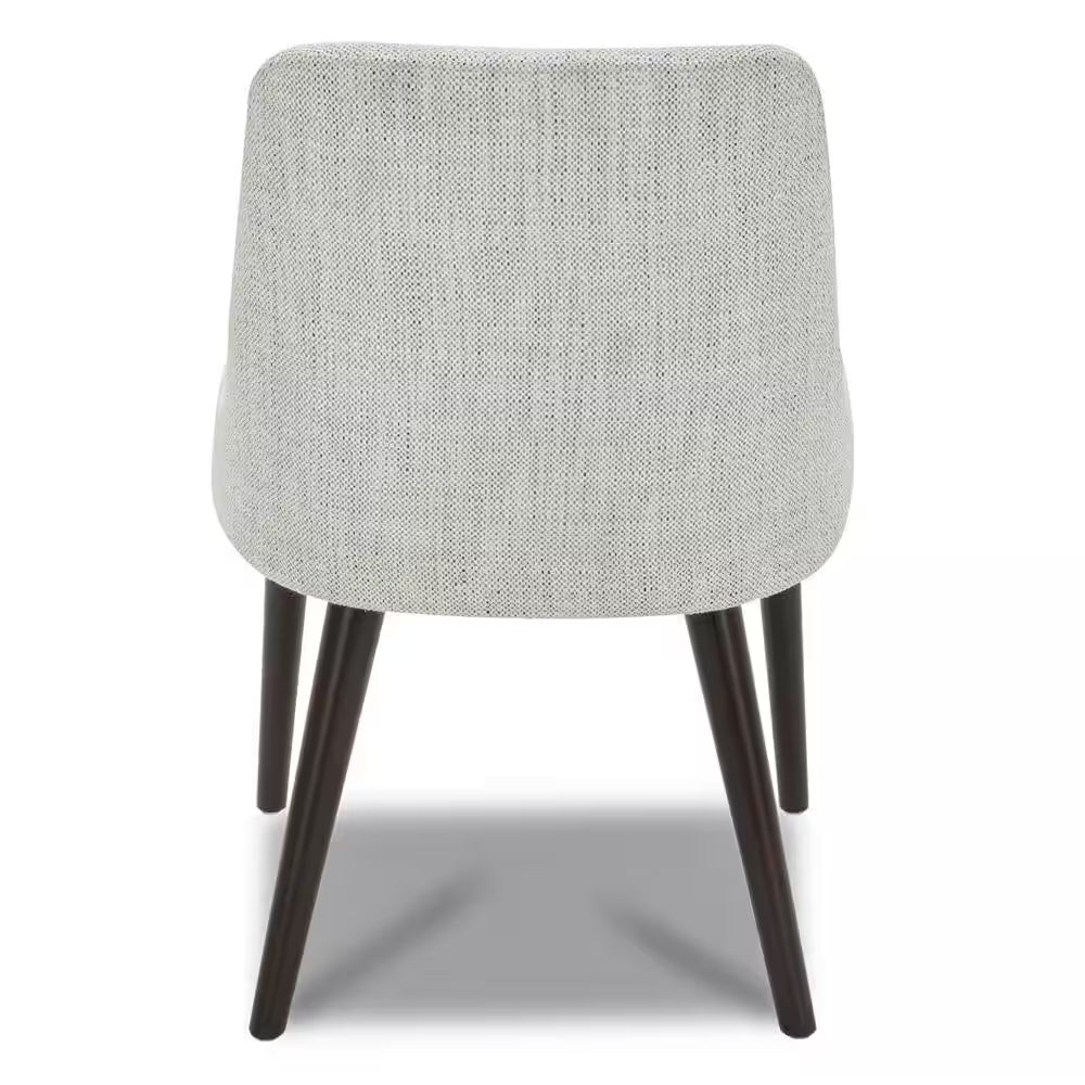 Ivory Mid-Century Modern Dining Chairs with Fabric Seat and Wood Legs for Kitchen and Dining Room (Set of 4)
