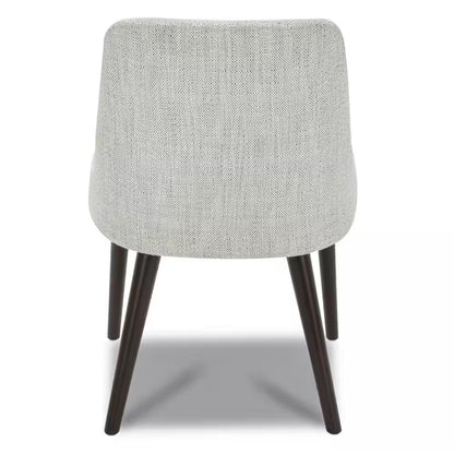 Ivory Mid-Century Modern Dining Chairs with Fabric Seat and Wood Legs for Kitchen and Dining Room (Set of 4)