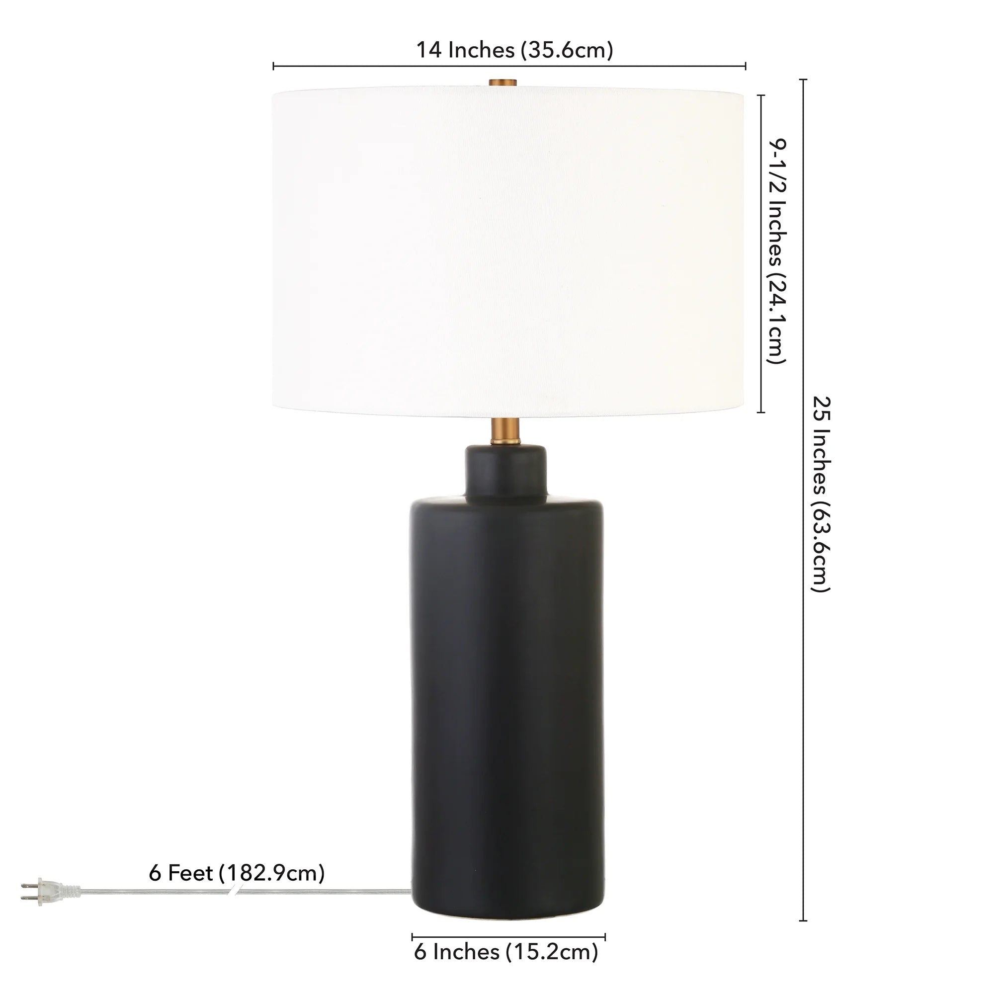 25" Contemporary Ceramic Table Lamp with White Drum Linen Shade