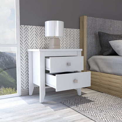2-Drawer Nightstand White