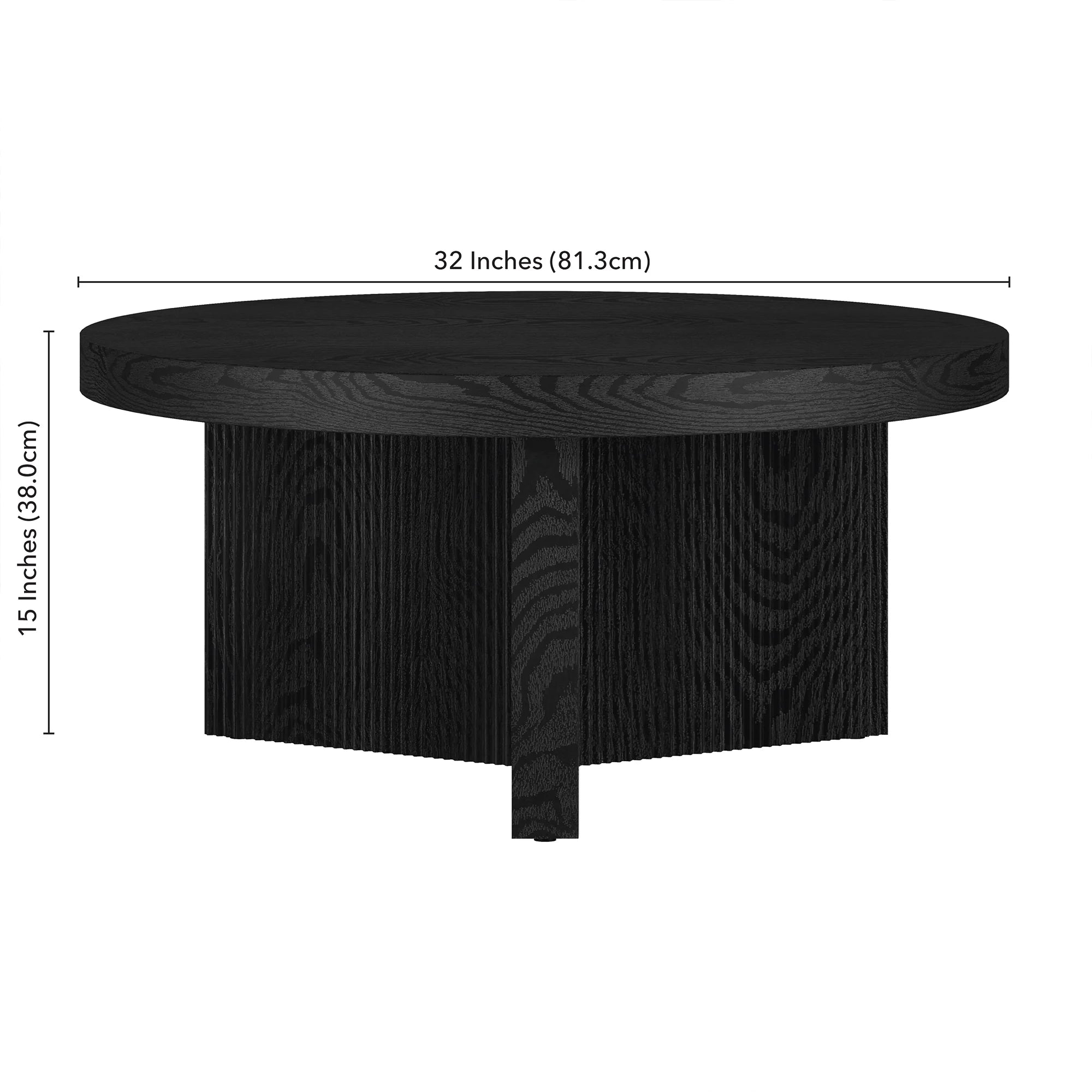 32" Black Grain MDF/PVC Coffee Table