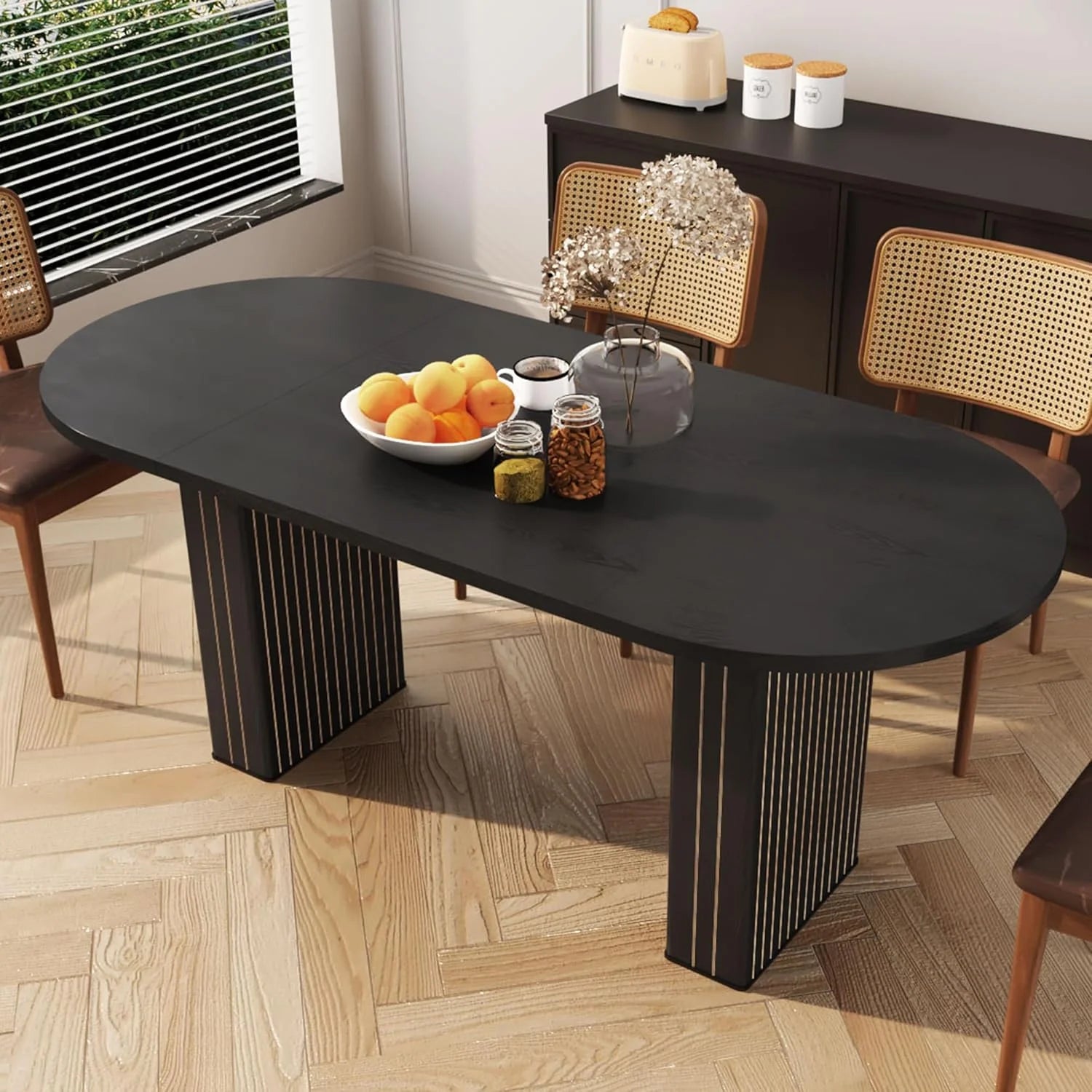 Rustic Black 71" Oval Dining Table | Meeting & Reception Table