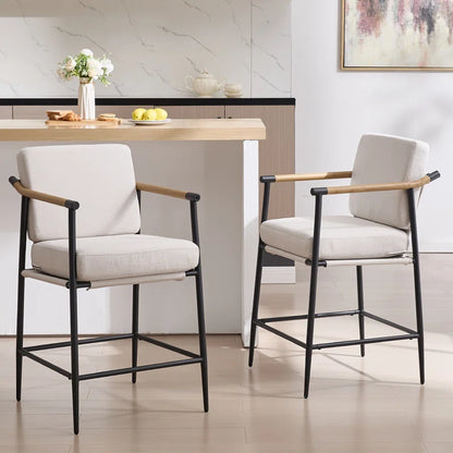 Industrial Modern 26" Counter Stool – Faux Wood & Removable Cushion