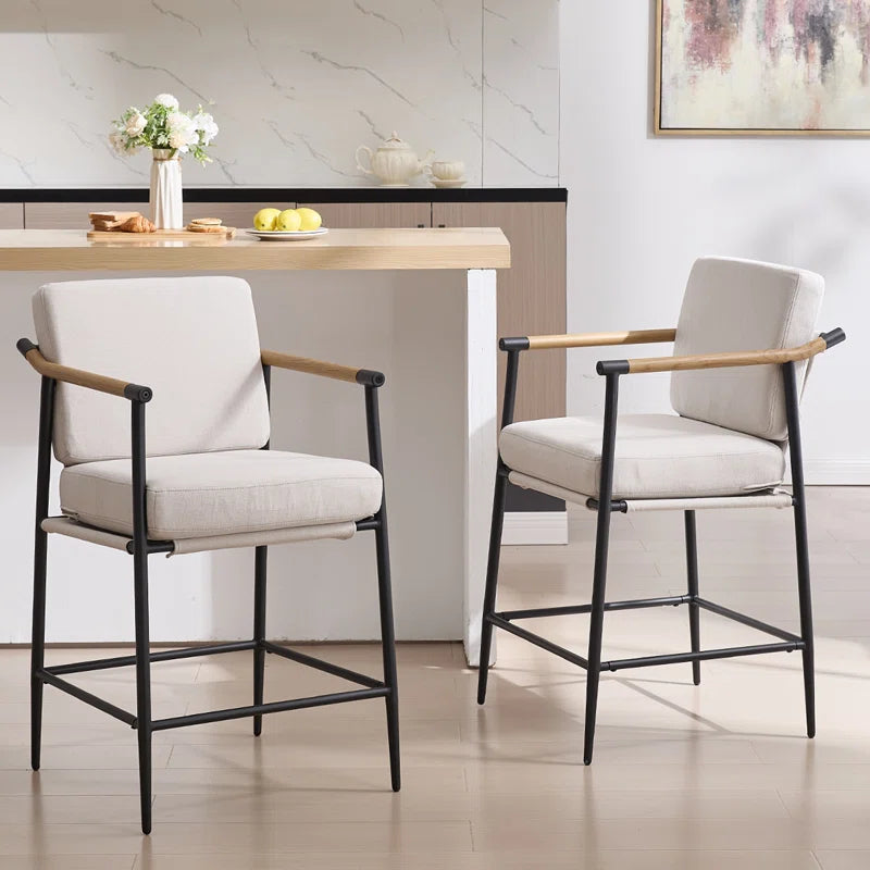 Industrial Modern 26" Counter Stool – Faux Wood & Removable Cushion