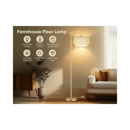 68 In. Gold Paint Boho Standing Lamp