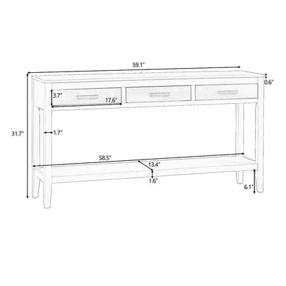 Modern Living Room Console Table – 59" Wide Sideboard with 3 Drawers