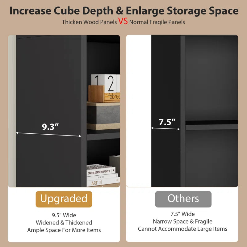 Wakil 74"H X 59"W 6-Tier Large Wood Storage Bookcase