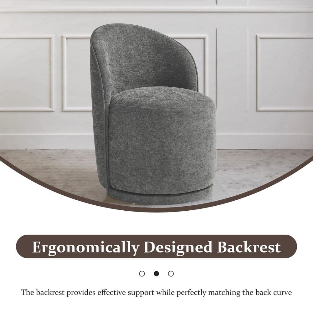 Dark Gray Linen Polyester Swivel Side Chair (Set of 2)