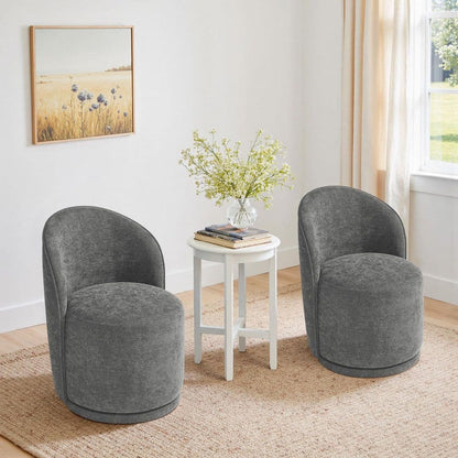 Dark Gray Linen Polyester Swivel Side Chair (Set of 2)