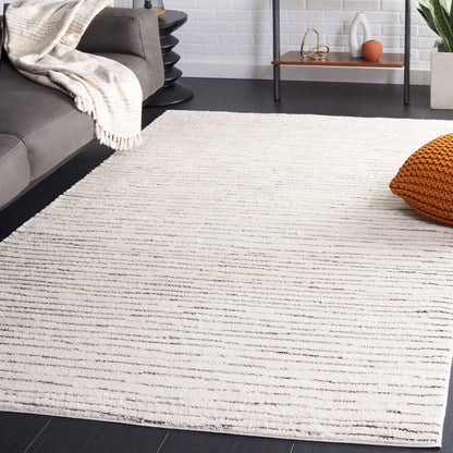 Modern Area Rug, Ivory/Black, 8' X 10'