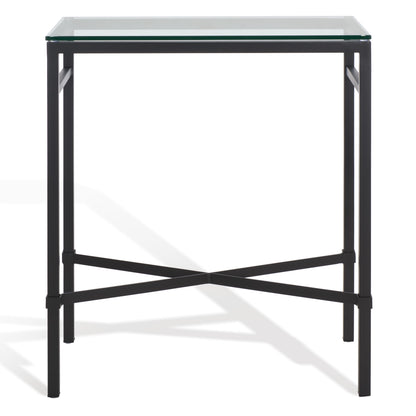 Glass Top Metal Side Table, Black