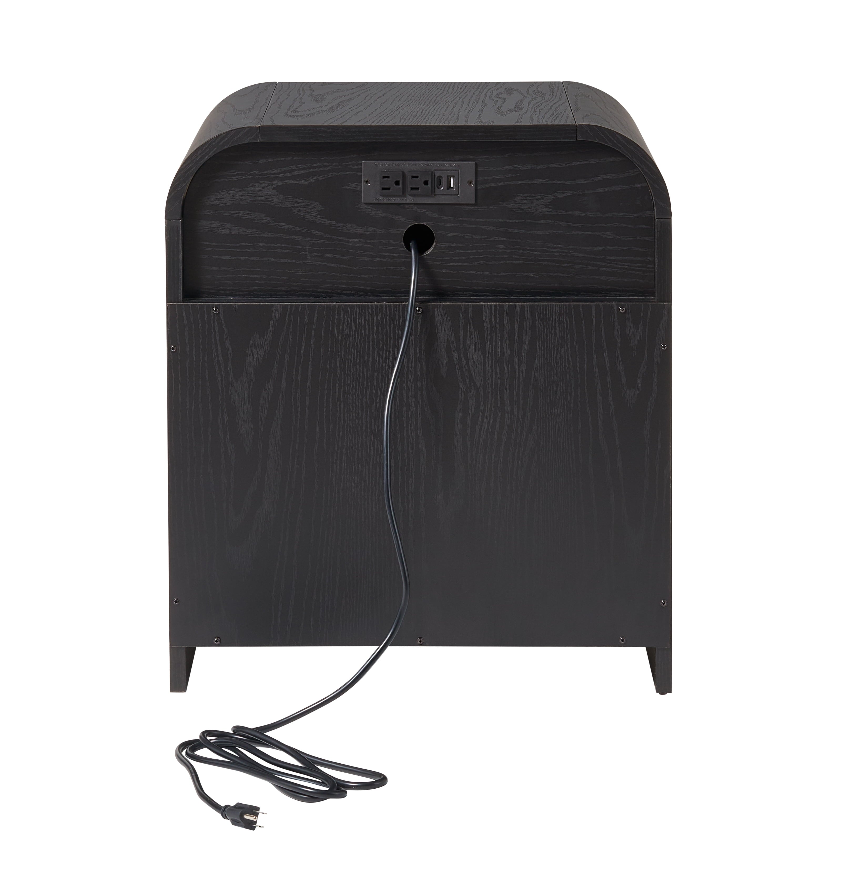 Juliet Nightstand with USB, Rich Black Finish
