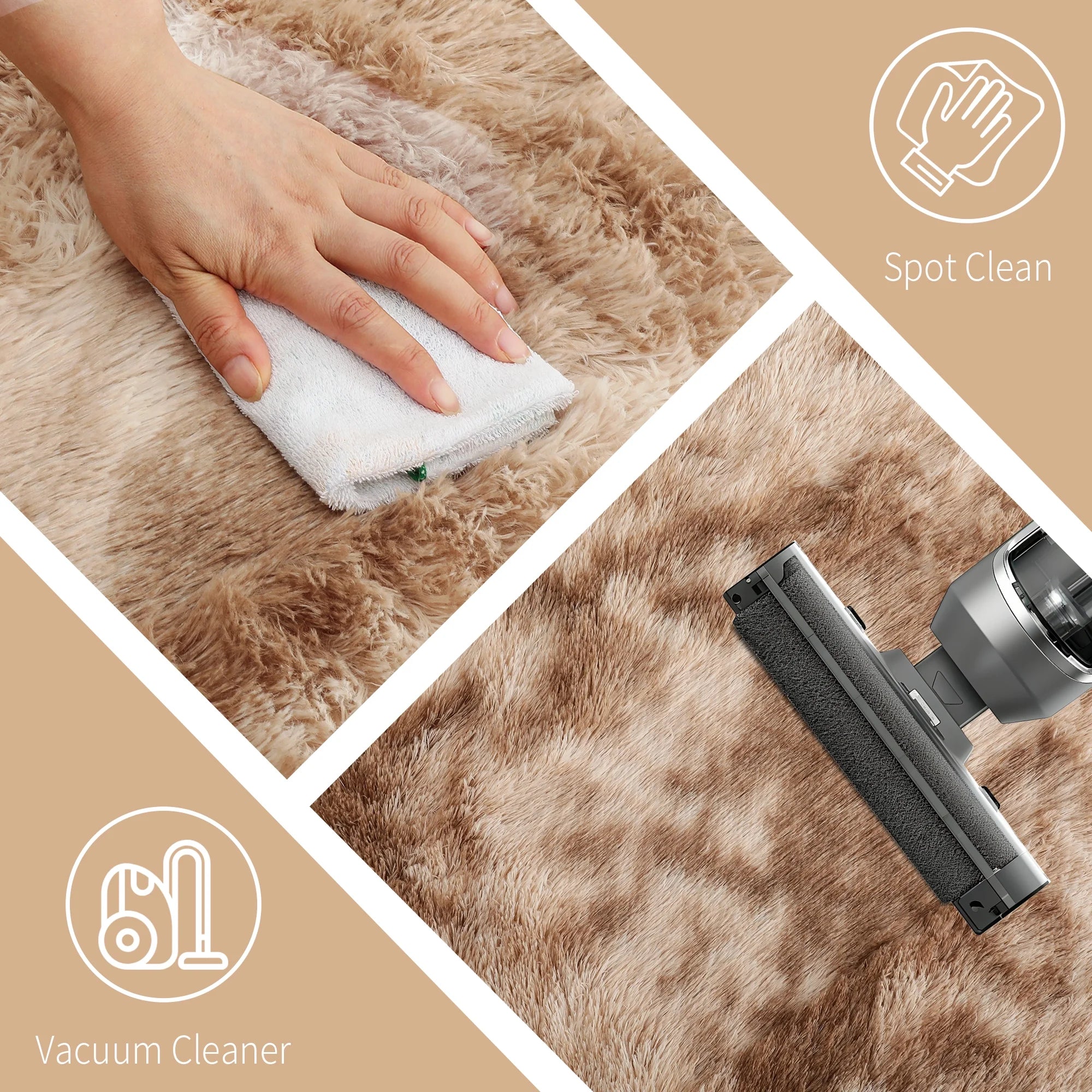 8Ft X 10Ft Area Rugs, Soft Fluffy Area Rugs Floor Mat Floor Rugs for Living Room Bedroom Modern Decor Carpet, Camel