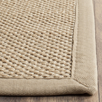 Natural Fiber Border Seagrass Area Rug, Maize/Linen, 10' X 14'