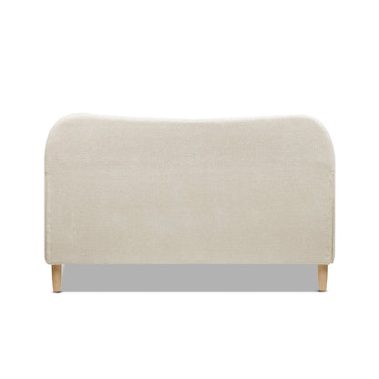 Hommeco Roman Curved Bouclé Platform Bed – Modern King Upholstered Frame in Oatmeal Beige