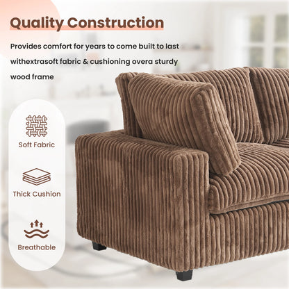 4-Seat Brown Plush Cloud Sofa | Deep Seat Modular U-Shape