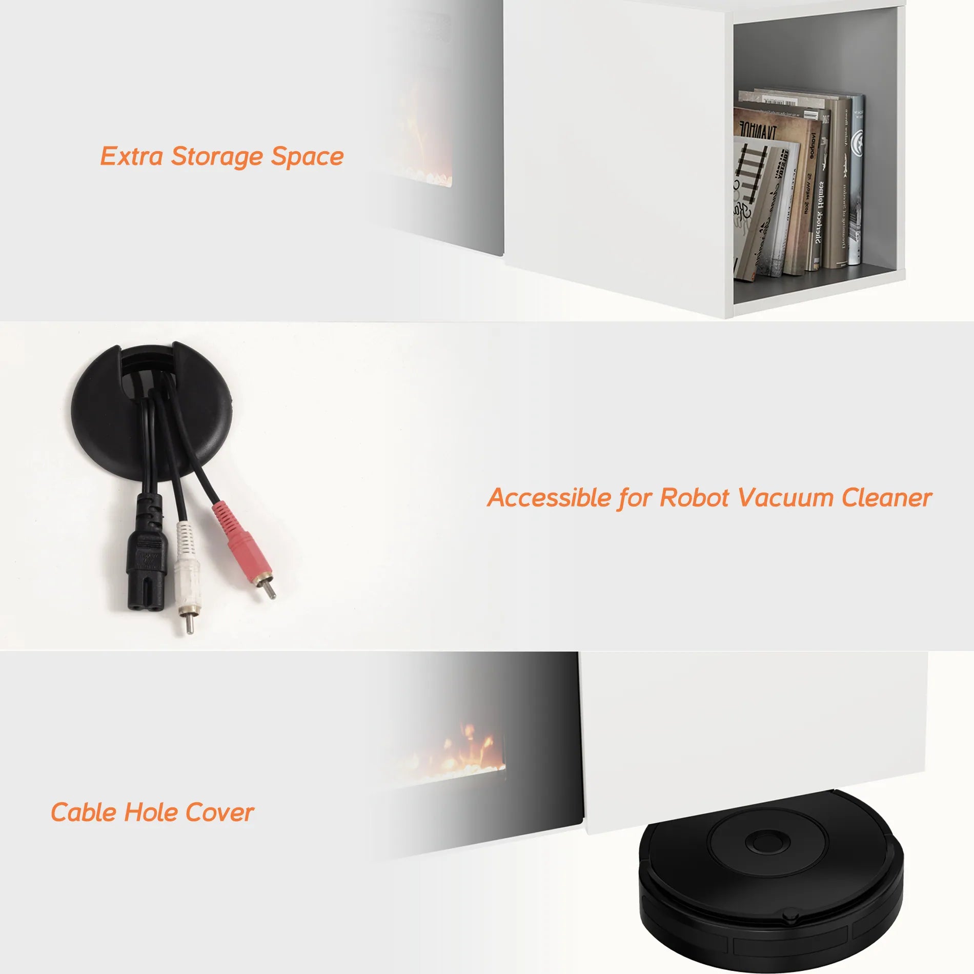 Modern Floating TV Stand with Electric Fireplace for Tvs up to 80"