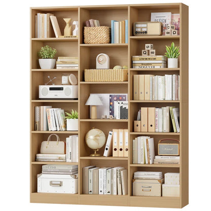 Wakil 74"H X 59"W 6-Tier Large Wood Storage Bookcase