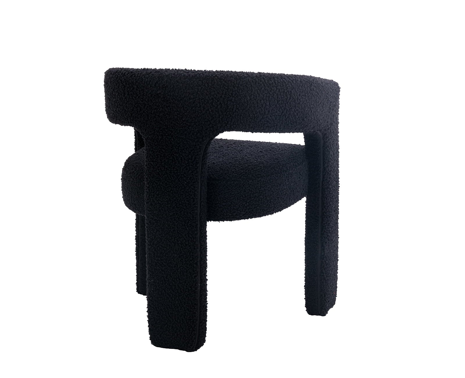 Modern Faux Fur Upholstered Armrests and Back for Living Room Chair, Black