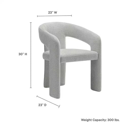 Oslo Barrel Open Back Dining Chair in Dove Gray-Fabric Upholstered Modern Accent Chair with 3-Leg Design