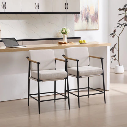 Industrial Modern 26" Counter Stool – Faux Wood & Removable Cushion