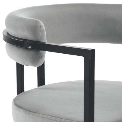 Fabio 26" Upholstered Bar Height Bar Stools with Metal Frame, Grey/Fur(Set of 4)