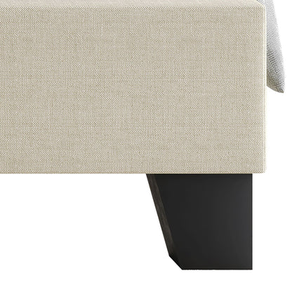Queen Upholstered Panel Bed Frame with Wingback Headboard and Foam-Padded Support