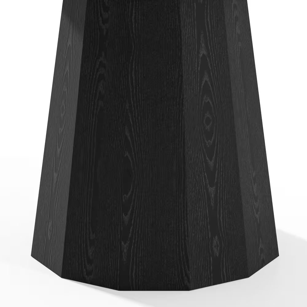 Cone Black Colored Wood 52 In. Column Base Straight Edge Dining Table for 6
