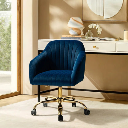 Adan Modern Velvet Task Chair with Wood Frame and Back