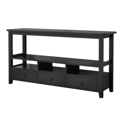 3 Tier Vintage Solid Console Table with 3 Drawers and Shelves, Industrial Console Table Coffee Table for Living Room