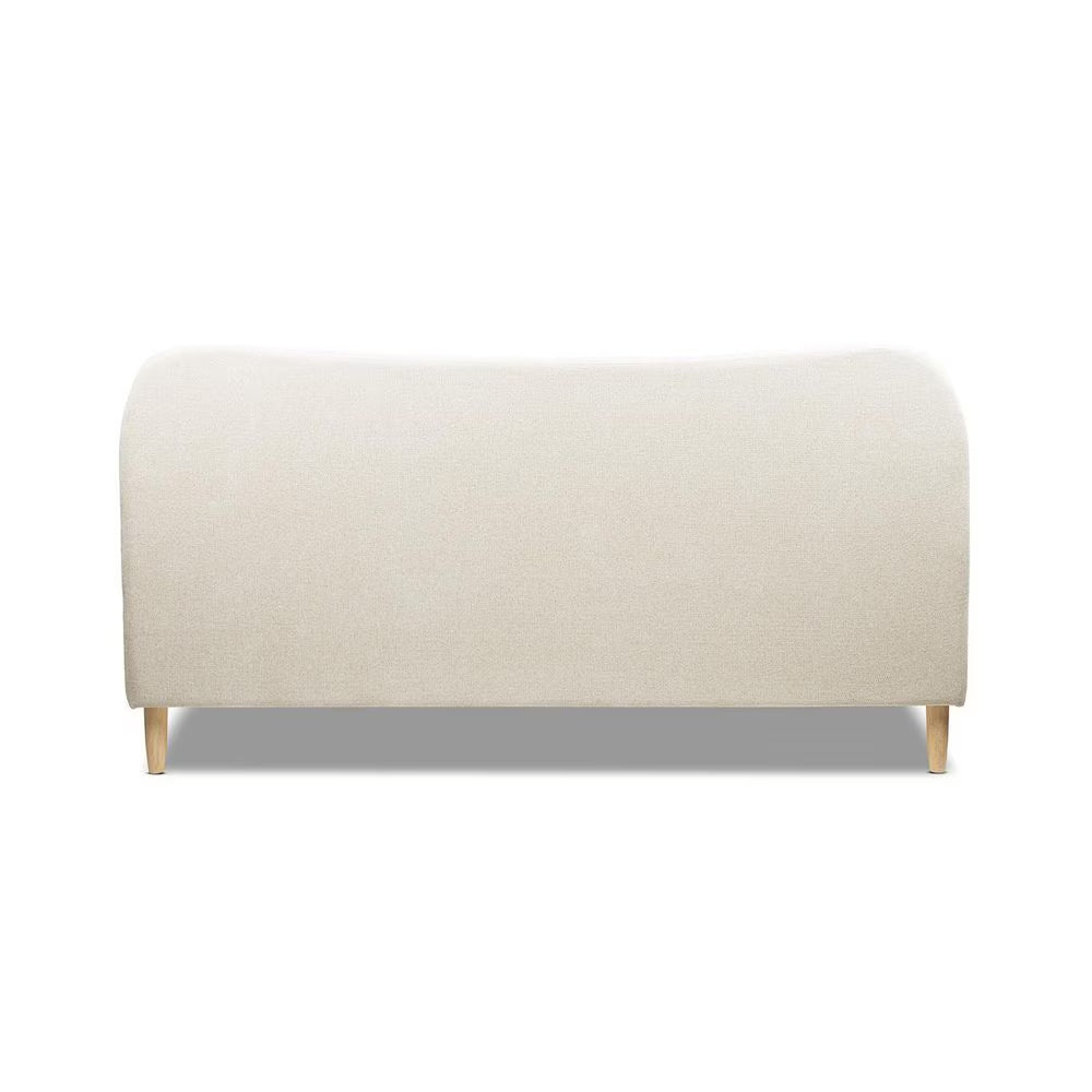 Roman Curved Headboard Boucle Upholstered Modern King Platform Bed Frame in Oatmeal Light Beige Chenille