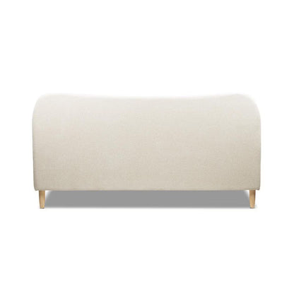 Roman Curved Headboard Boucle Upholstered Modern King Platform Bed Frame in Oatmeal Light Beige Chenille