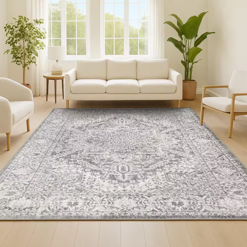 Modern Persian Light Gray 8 Ft. X 10 Ft. Distressed Area Rug
