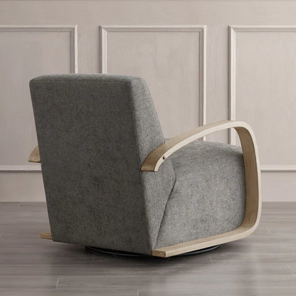 Eli Swivel Accent Chair with U-Shaped Wood Arm