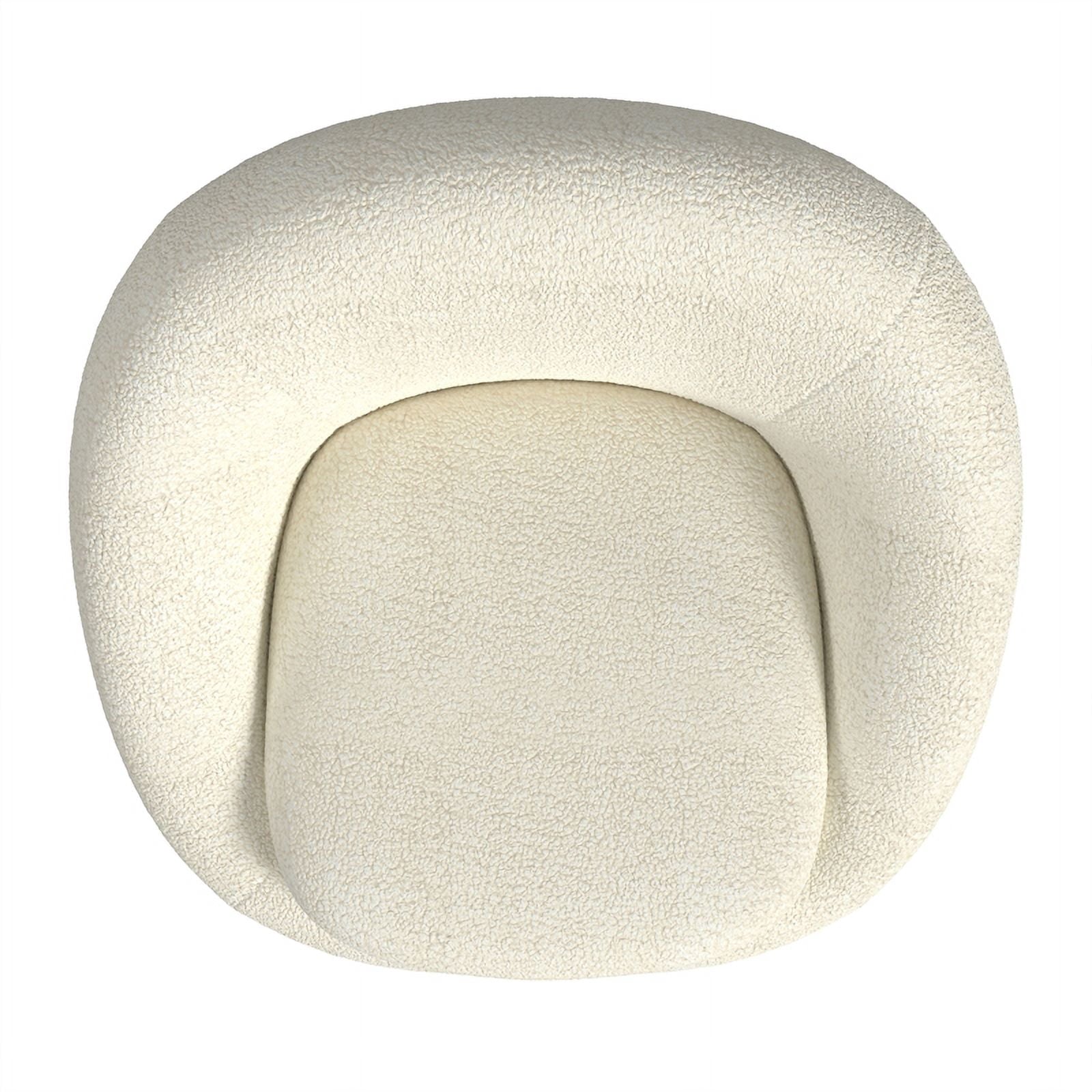 White Sherpa Swivel Barrel Chair - Round Oversized Comfy Armchair