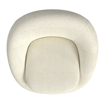 White Sherpa Swivel Barrel Chair - Round Oversized Comfy Armchair