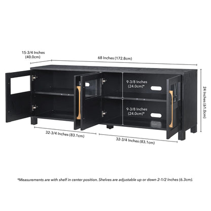 Rectangular TV Stand for Screens up to 75", Black Grain
