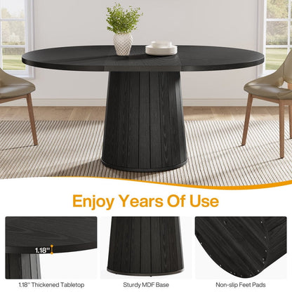 Elevate Your Dining Experience with the 55.11-Inch Rustic Oval Wood Dining Table in Black