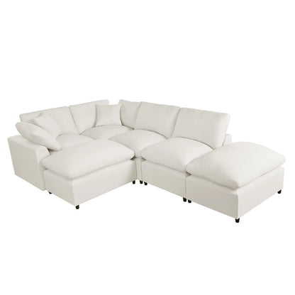 Hommeco Large U-Shape Modular Cloud Sectional Sofa with Reversible Chaise - Beige