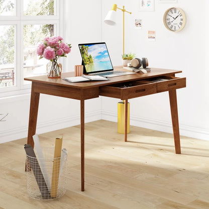 Caidence 2-Drawer Writing Desk with Solid Wood Legs