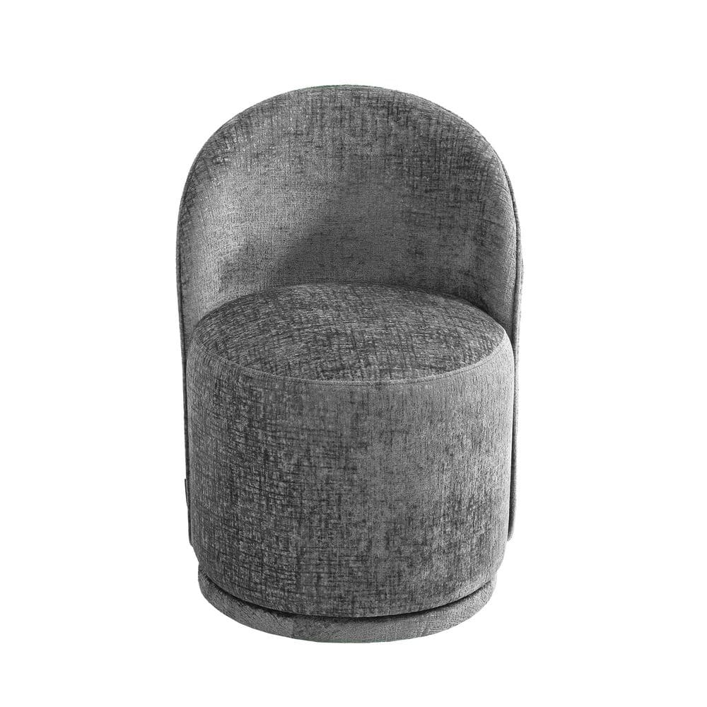 Gray Chenille Fabric Swivel Dining Side Chair (Set of 2)