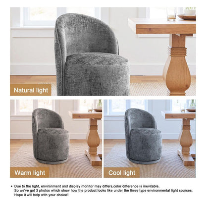 Gray Chenille Fabric Swivel Dining Side Chair (Set of 2)