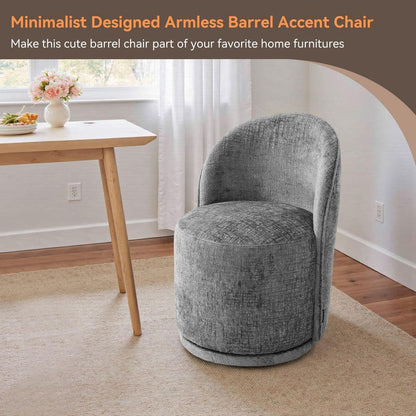 Gray Chenille Fabric Swivel Dining Side Chair (Set of 2)