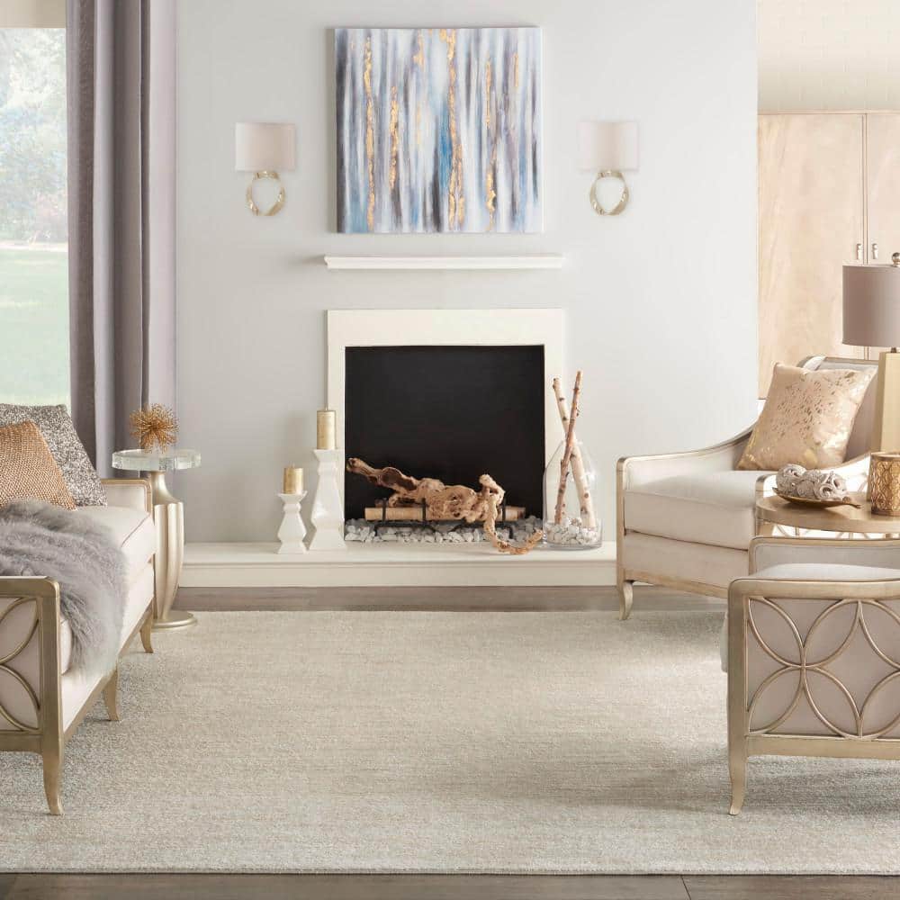 Ivory Beige Solid Contemporary Indoor 8 Ft. X 10 Ft.