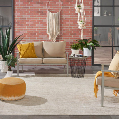Ivory Beige Solid Contemporary Indoor 8 Ft. X 10 Ft.