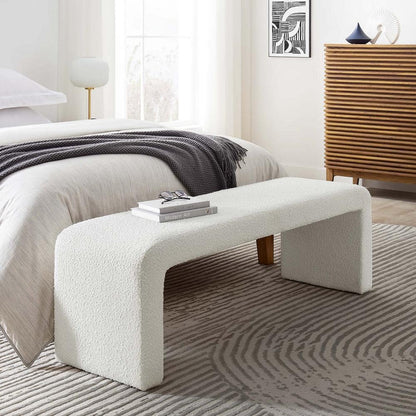 Boucle Fabric Waterfall Long Bedroom Bench 59.5