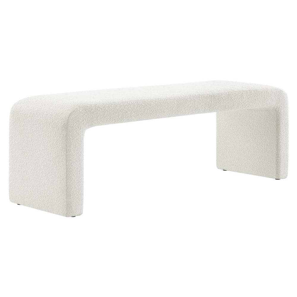 Boucle Fabric Waterfall Long Bedroom Bench 59.5
