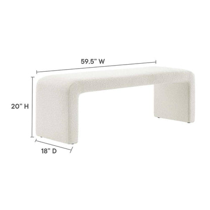 Boucle Fabric Waterfall Long Bedroom Bench 59.5